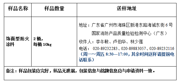飾面型防火涂料產品認證型式試驗業務辦理指南（廣東所）
