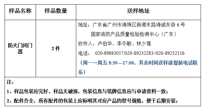 防火門(mén)閉門(mén)器產(chǎn)品認(rèn)證型式試驗(yàn)業(yè)務(wù)辦理指南（廣東所）