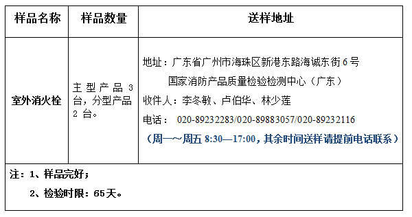 室外消火栓產品認證型式試驗業(yè)務辦理指南（廣東所）