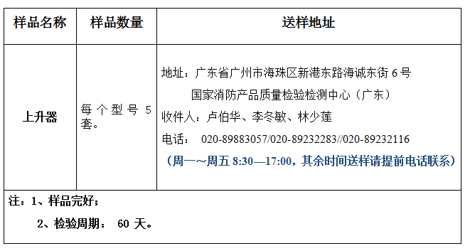 上升器產(chǎn)品認證型式試驗業(yè)務(wù)辦理指南（廣東所）